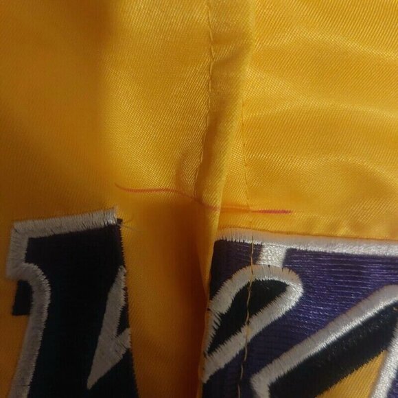 Los Angeles Lakers Jacket Mens Size L Ultra Game Satin Bomber Retro Gold Purple - Picture 3 of 10